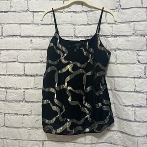 Ann Taylor Black and Metallic Camisole Tank Top Size Small